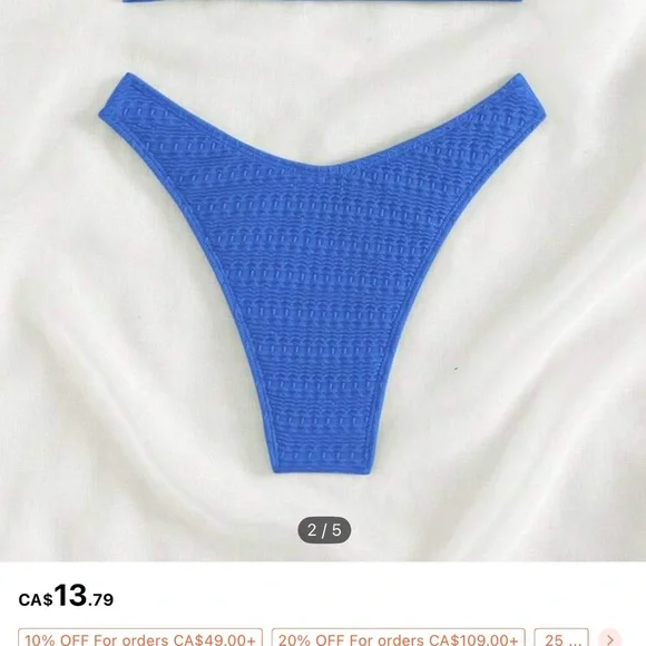 Blue Textured Bikini Set - Picture 3 of 4